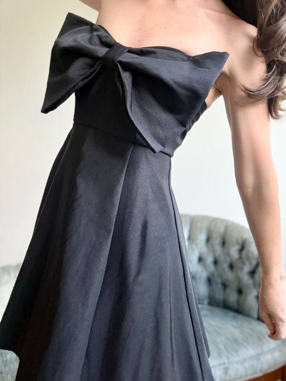 Nobody's Child Preppy Black Cocktail Bow Dress 2 Fit and Flare Skirt
